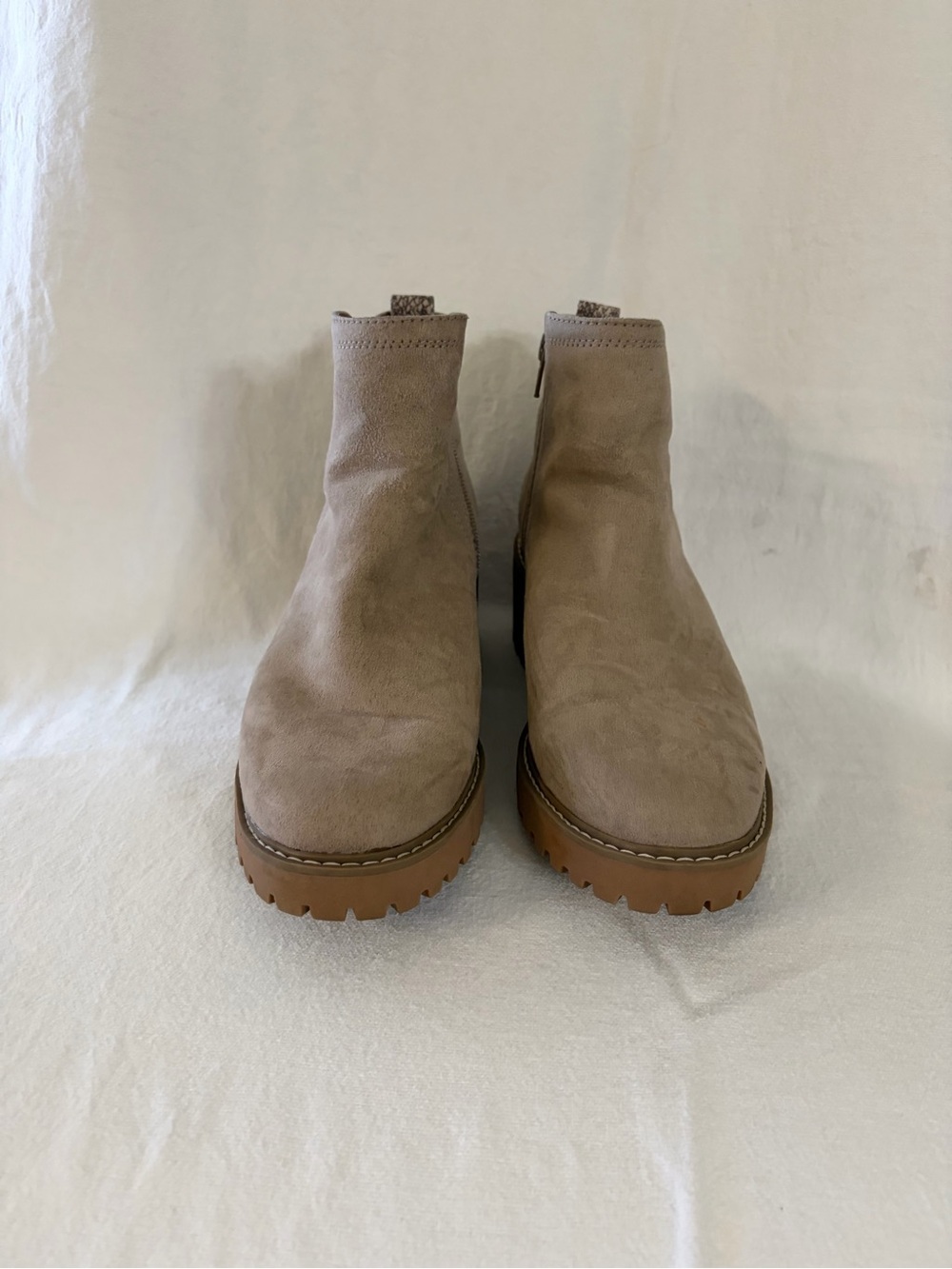 Women’s Taupe Suede Chelsea Boots with Lug Sole